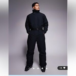 ASOS 4505 Ski water repellent straight fit belted ski suit in black
